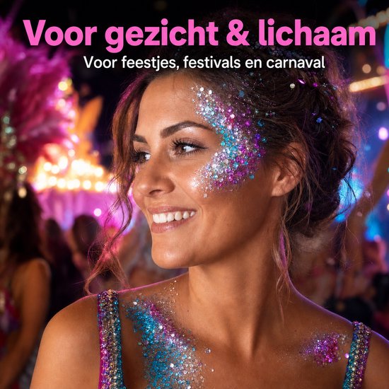 Glitter schmink – 12 kleuren – voor gezicht en lichaam — 8721398055046 — 6