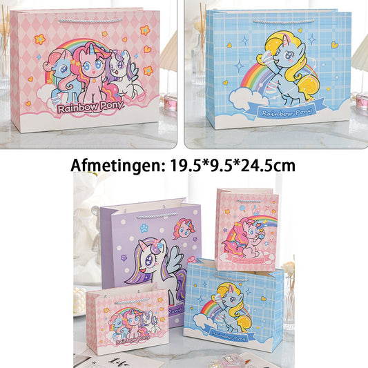 Cadeauzakjes met magische pony’s – 12 stuks – regenboogdesign