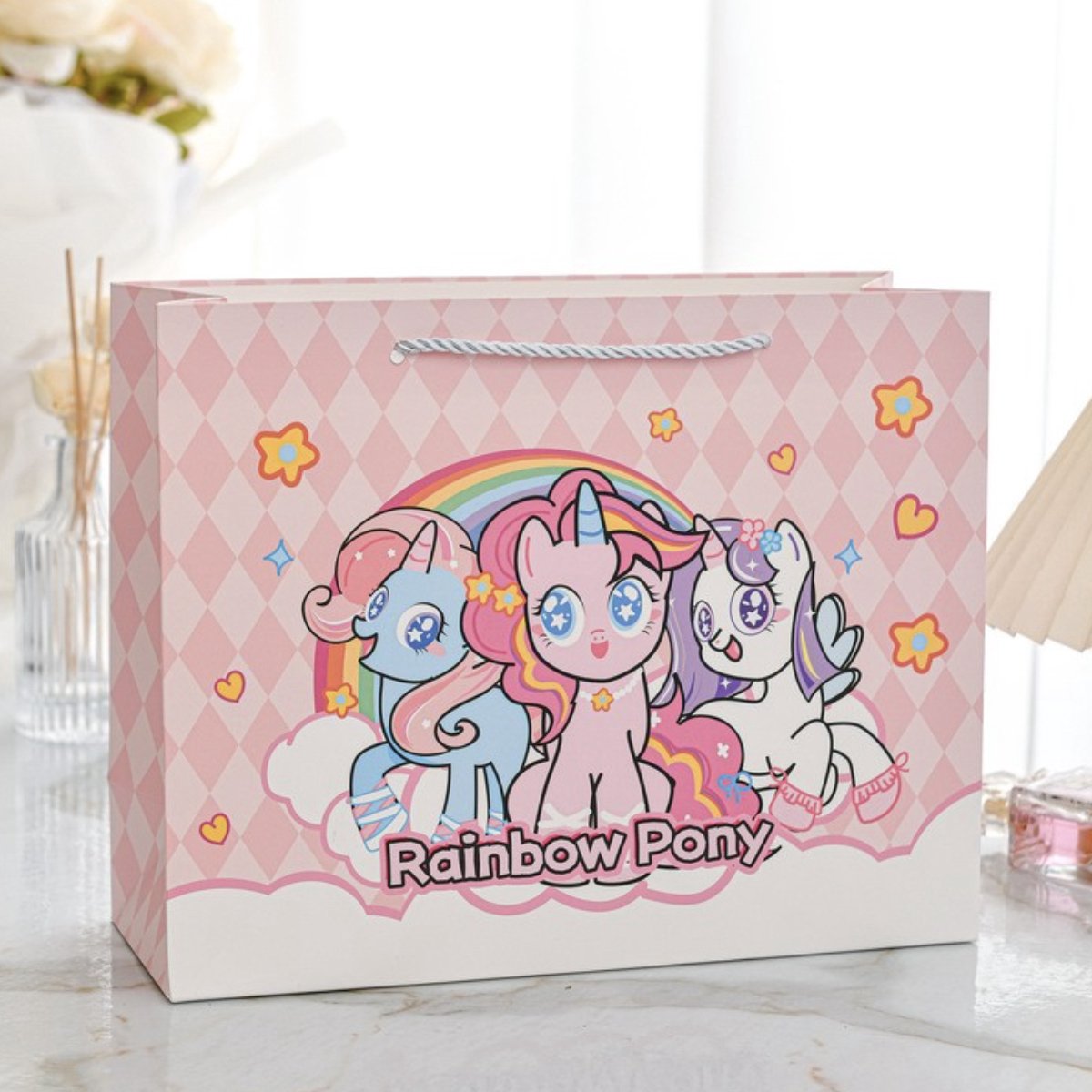 Cadeauzakjes met magische pony’s – 12 stuks – regenboogdesign