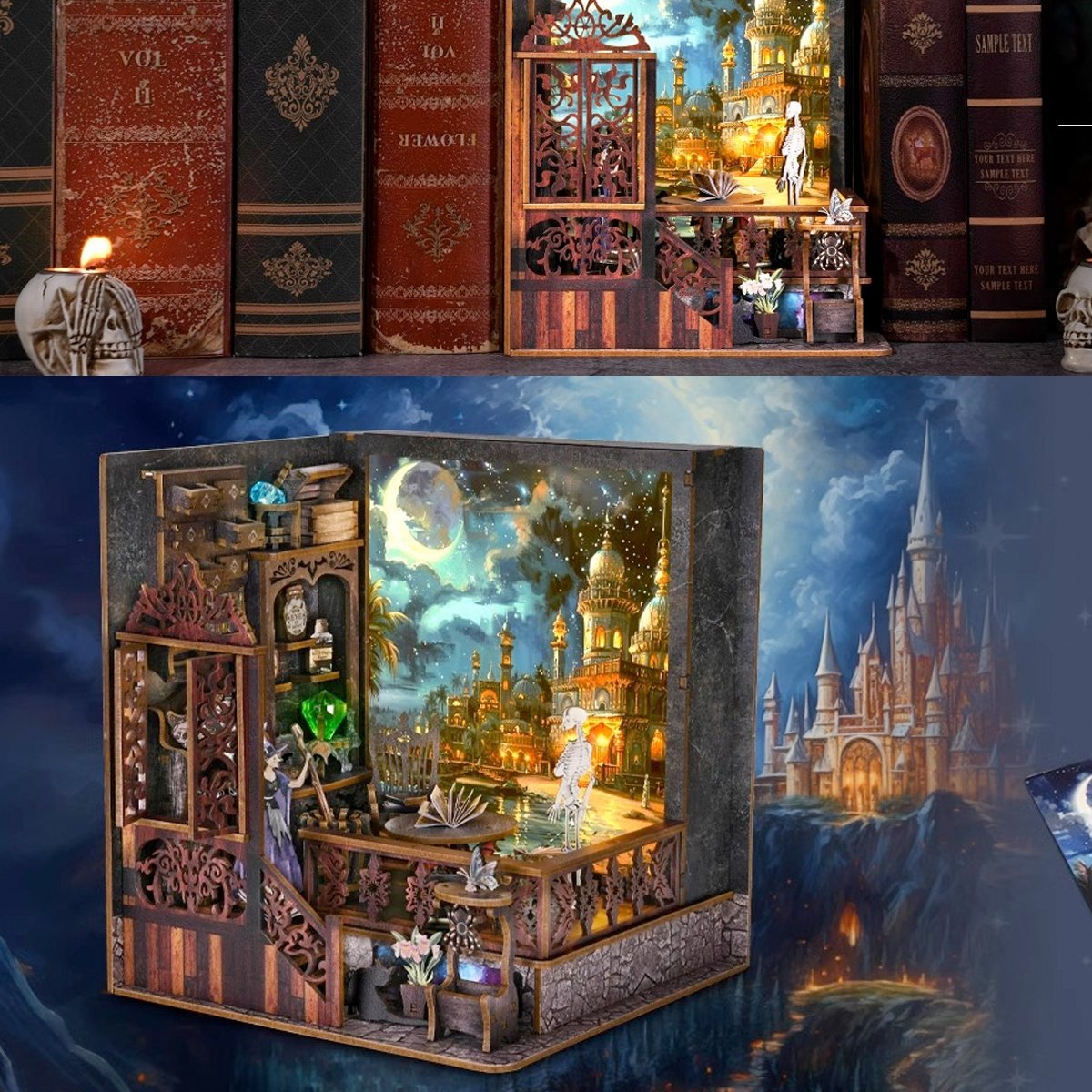 Book Nook Magic Detective Agency – 200 onderdelen – met 3 lichtstanden