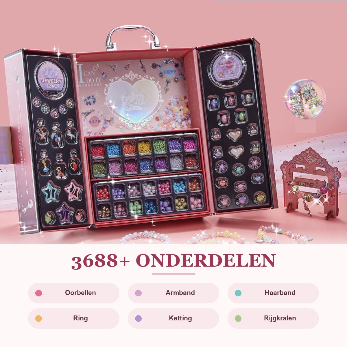 Kralenset – 3688+ onderdelen – sieraden en haaraccessoires