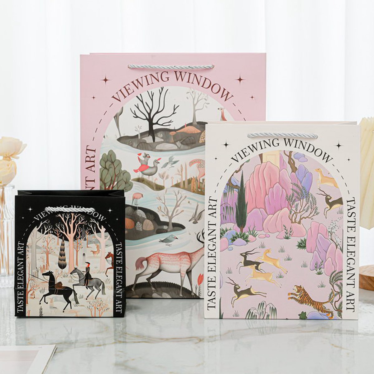 Grote cadeauzakjes – 12 stuks – 4 natuurmotieven