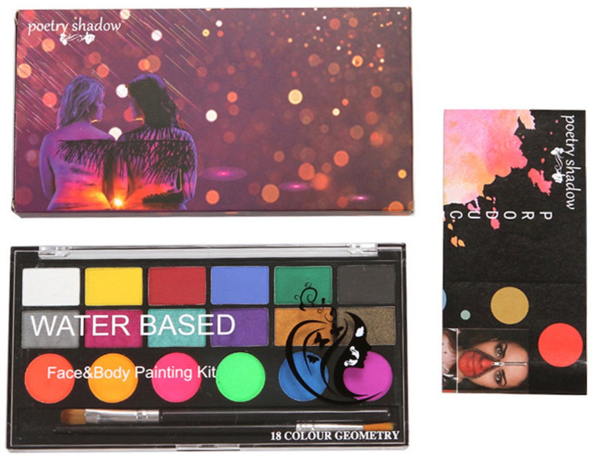 Schminkset – 18 kleuren – op waterbasis