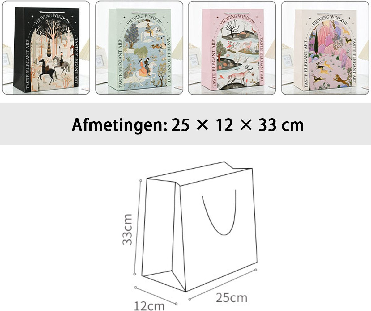 Grote cadeauzakjes – 12 stuks – 4 natuurmotieven