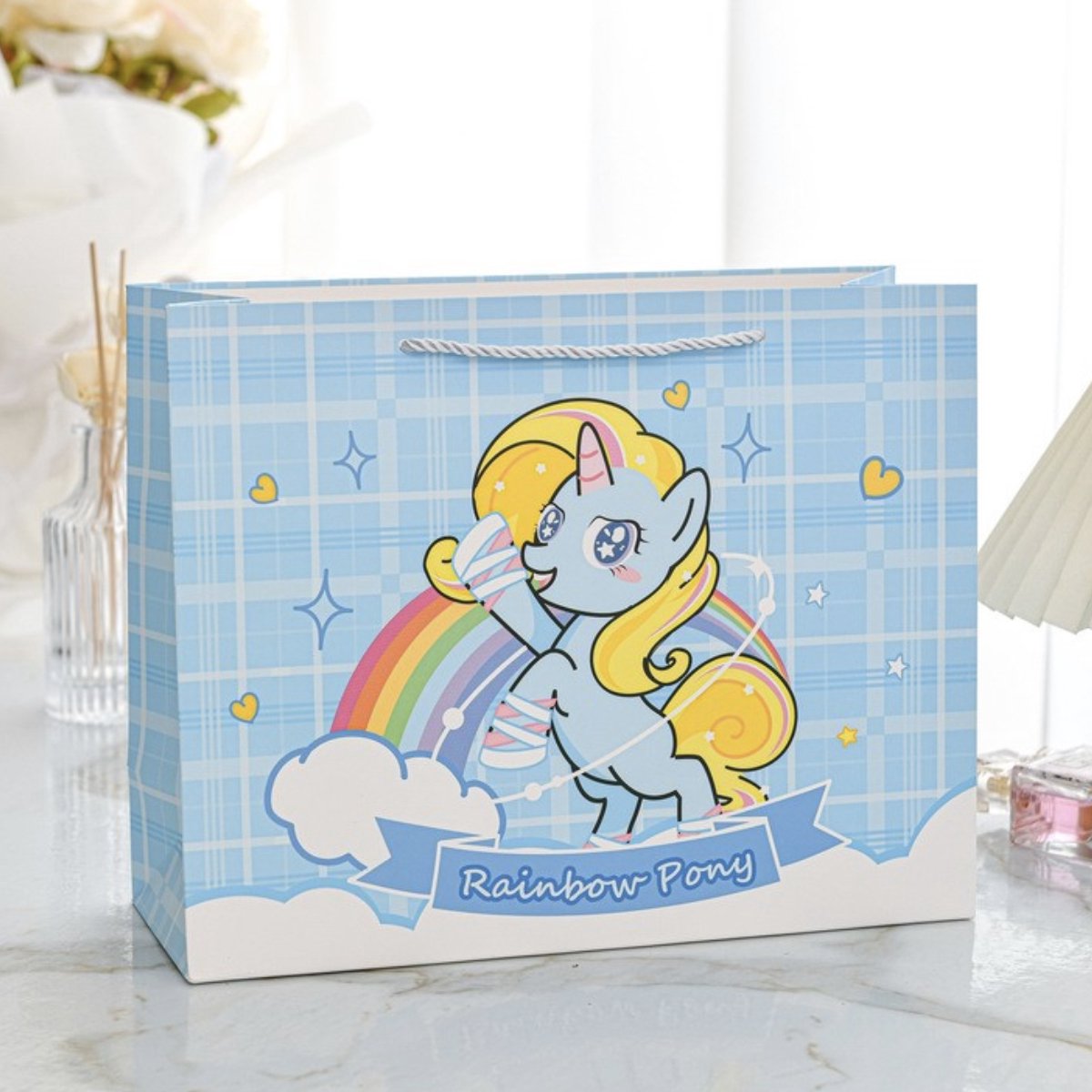 Cadeauzakjes met magische pony’s – 12 stuks – regenboogdesign