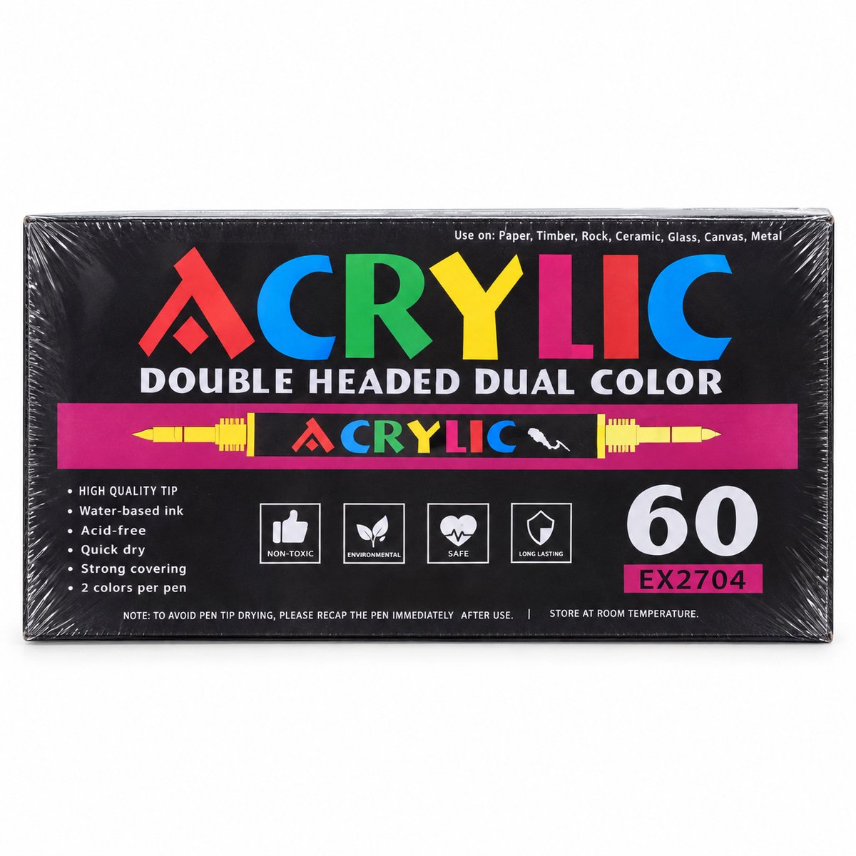 Acrylstiften Dual Tip – 60 stiften / 120 kleuren – dubbele punt