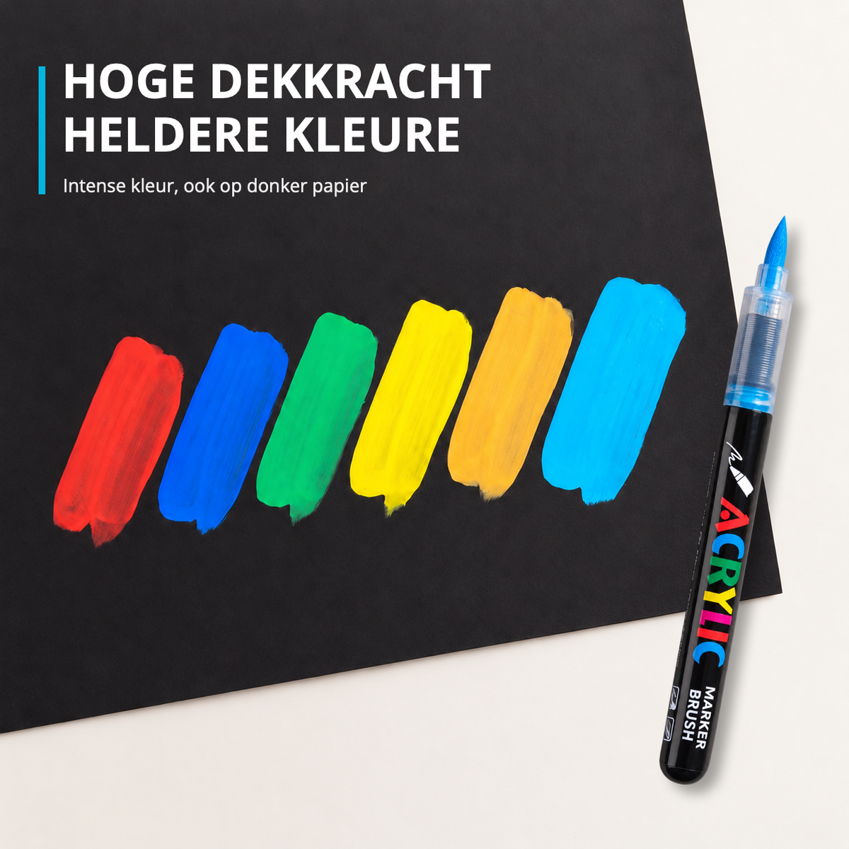 Heldere acrylverfstreken op donker papier