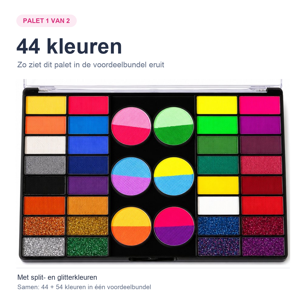 Schminkset voordeelbundel – 98 kleuren – op waterbasis