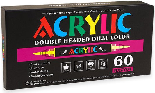 Set met 60 dubbelzijdige acrylstiften in 120 kleuren