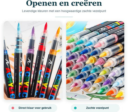 Kleurenoverzicht van de 48 acrylstiften