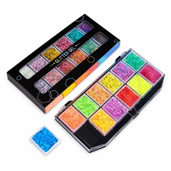 Glitter schmink – 12 kleuren – voor gezicht en lichaam — 8721398055046 — 7