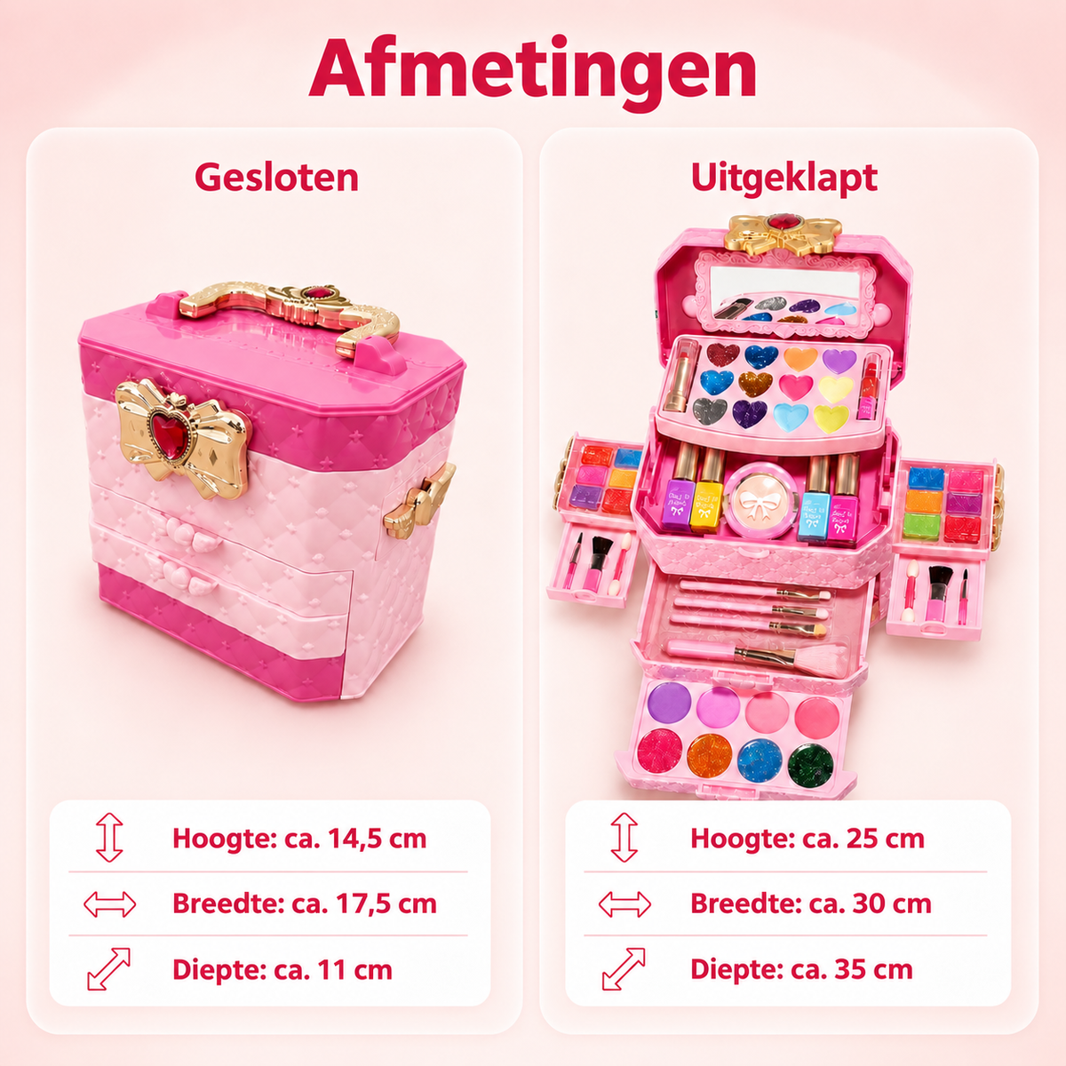 Kindermake-upkoffer – 51-delig – met muziek en spiegel
