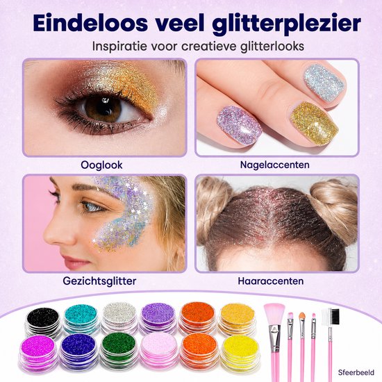 Glittertattooset – 42 kleuren – met glow-in-the-dark — 8721398055299 — 4