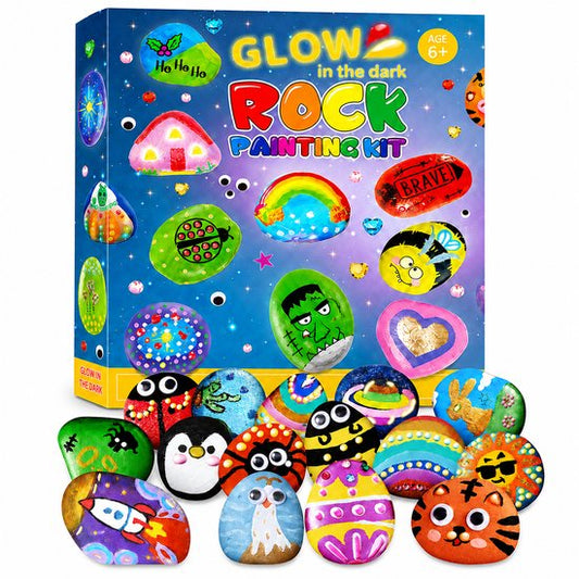 Happy Stones schilder set – 10 stenen – glow-in-the-dark en metallic — 8721398055336 — 1