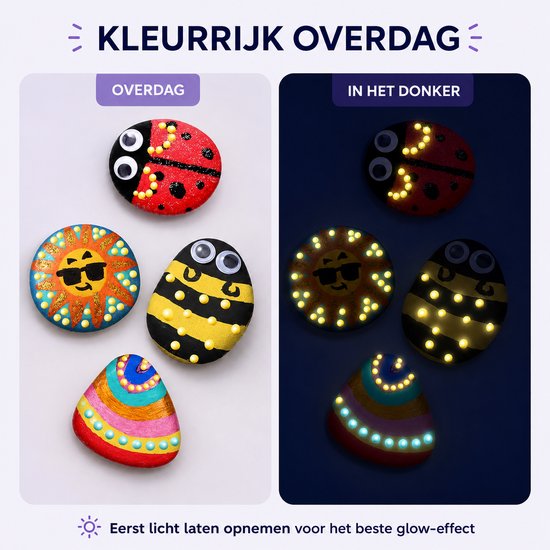 Happy Stones schilder set – 10 stenen – glow-in-the-dark en metallic — 8721398055336 — 4