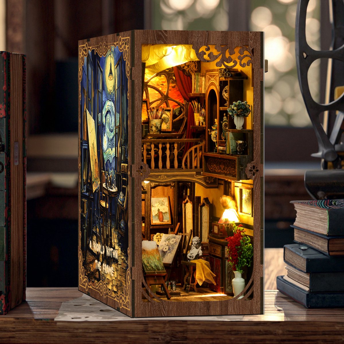 Vooraanzicht van De Wereld Binnen Het Kader book nook