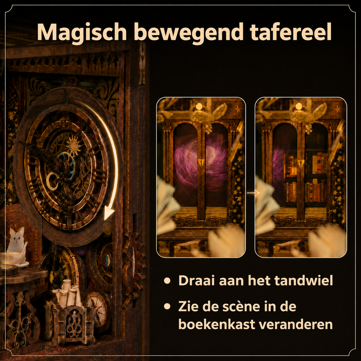 Tandwiel waarmee het tafereel in de Wonder Library verandert